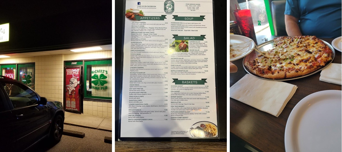 McCauly's Pub Menu