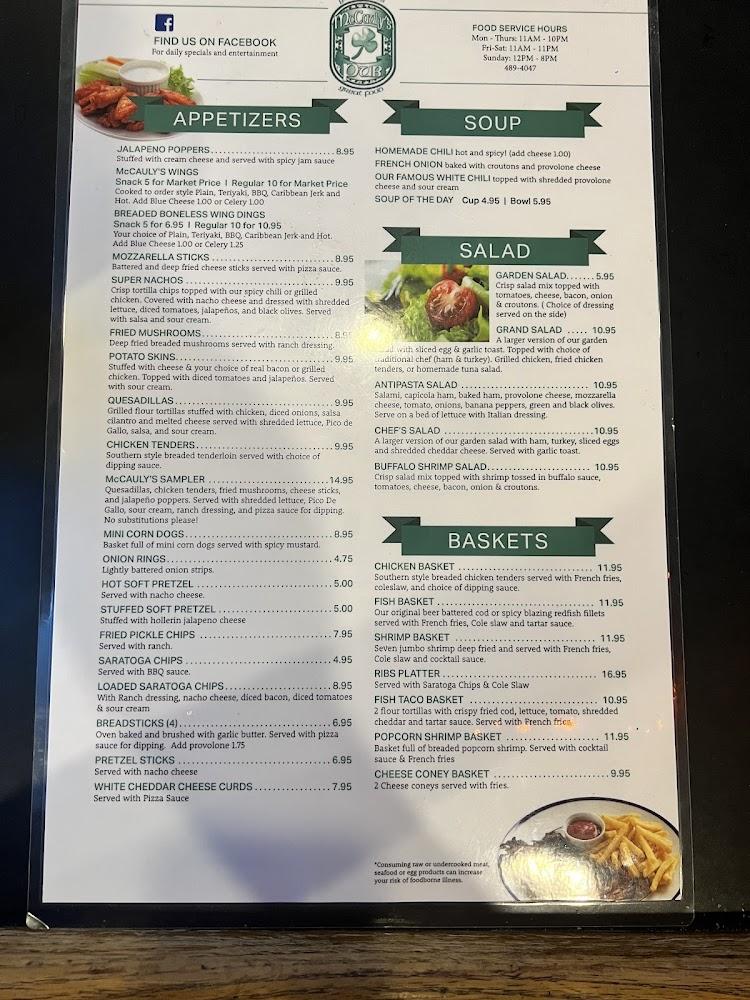 McCauly's Pub Menu image 1